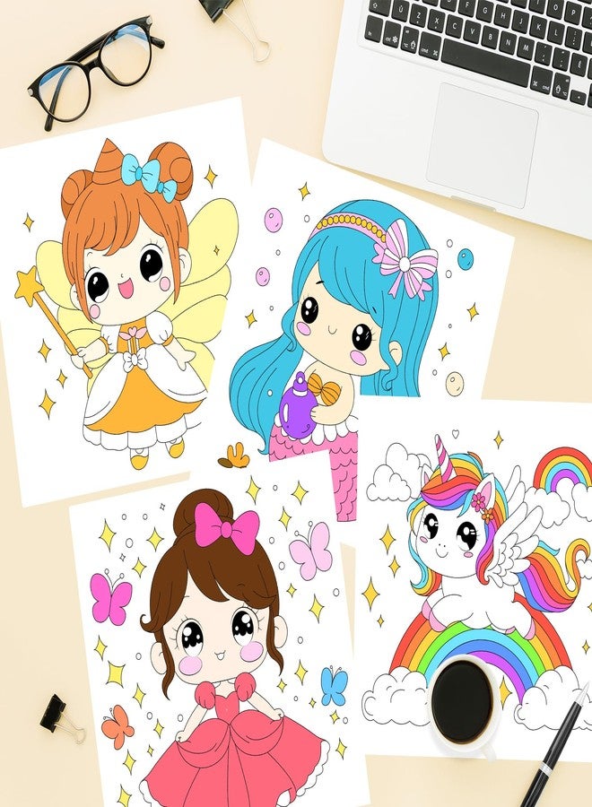 Kalysky 2Pcs Coloring Book for Girls, Cute Princess Unicorn Mermaid Coloring Books for Kids Ages 4-8, Easy Coloring Pages with Magical Themes for Birthday Christmas Gift - Image 4